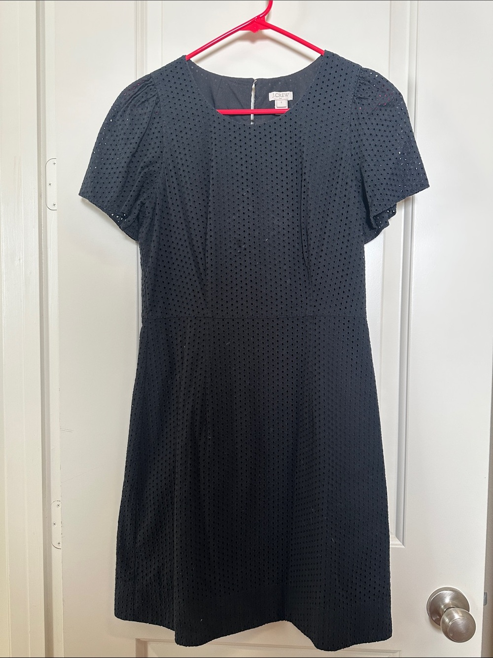 J. Crew Black Eyelet Mini Dress with Puff Sleeves